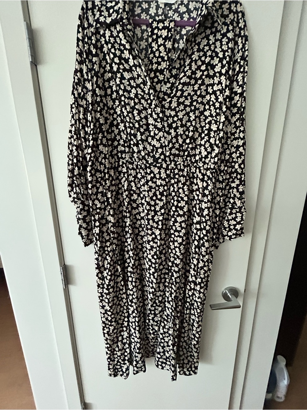 H&M Black and White Floral Midi Dress - Women